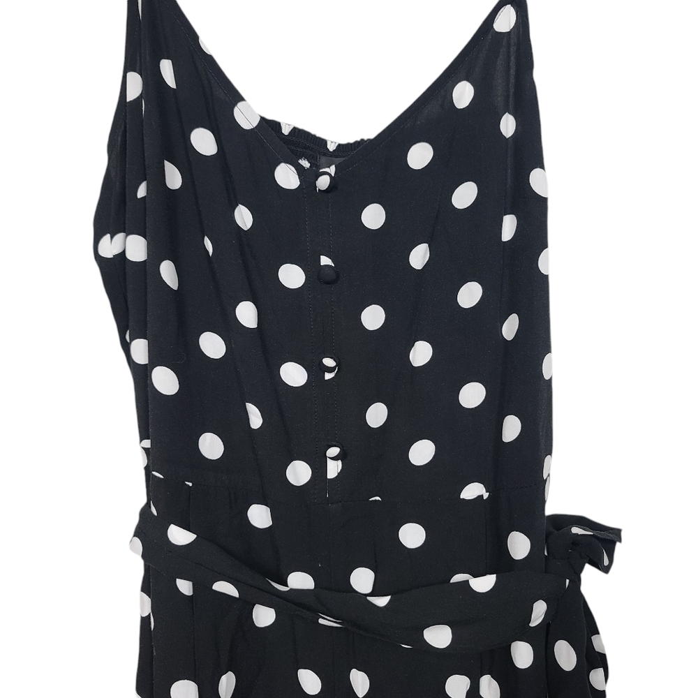 J. Crew Black White Polka Dot Belted Sleeveless Jumpsuit 8 - Picture 2 of 9